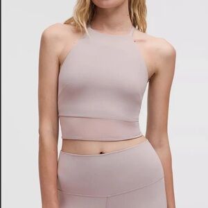 Lululemon NWT Nulu High Neck Mesh Hem Tank Mauve Gray Size Large